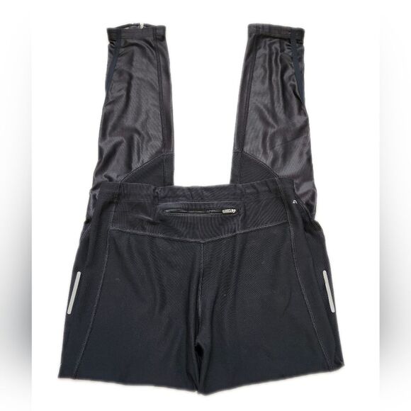 Nike Dri-Fit black running tights/leggings, faux leather calf, zip ankle, Small - Picture 3 of 12